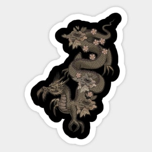 Dragon and Flowers Sticker